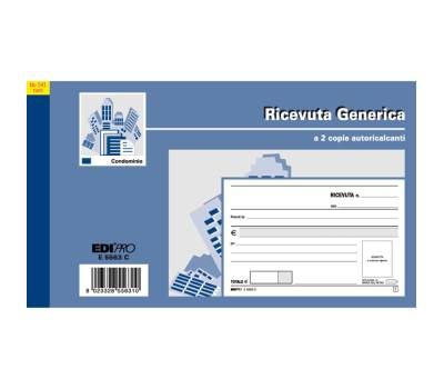 Blocco ricevute generiche 50 fogli 2 copie autoricalcanti 9 - 9 x 17 cm 50 fogli Edipro E5563C - 2722
