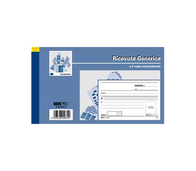 Blocco ricevute generiche 50 fogli 2 copie autoricalcanti 9 - 9 x 17 cm 50 fogli Edipro E5563C - 2722