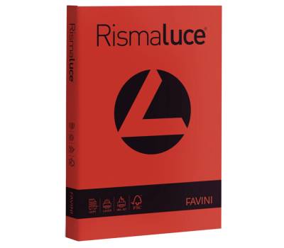 Carta Rismaluce A4,200 gr rosso scarlatto 61 conf 125 fogli Favini A67C104 - 5743