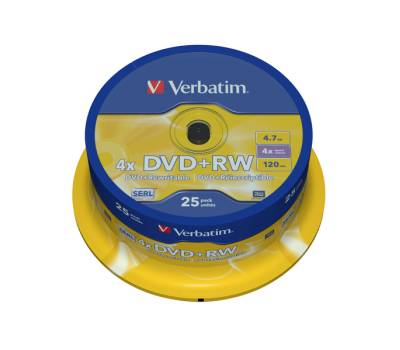 Scatola 25 DVD+RW - serigrafato Spindle - 4,7 Gb - Verbatim - 43489 - 23942434894 - DMwebShop