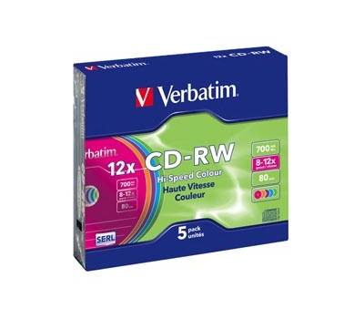Scatola 5 CD-RW DataLife Plus - slim case - 8X-10X - serigrafato colorato - 700MB - Verbatim - 43167 - 23942431671 - DMwebShop