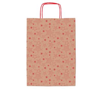 Shopper natale - 16 x 8 x 21 cm - carta kraft - fantasia stelline - rosso - Rex Sadoch - SDF16260F -  - DMwebShop