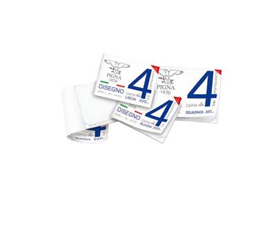 Blocco4 - 240 x 330 mm - 4 angoli - 20 fogli - 200 gr - liscio squadrato - 24 x 33 cm - conf. 10 pezzi - Pigna - 0220022SG - 8005235104532 - DMwebShop