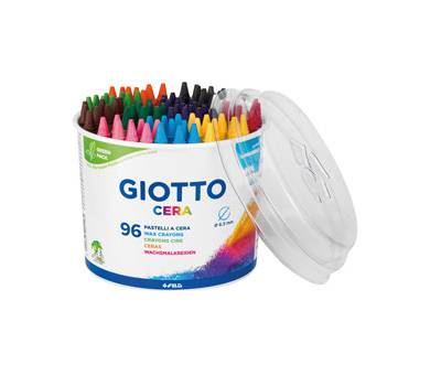 Pastelli cera - lunghezza 90 mm - con diametro 8,5 mm - colori assortiti - barattolo 96 colori - Giotto - 523600 - 8000825001185 - DMwebShop