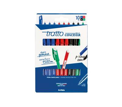 Astuccio Penne a sfera cancellabile Cancellik - punta 1 mm - 10 colori assortiti - conf. 10 pezzi - Tratto - F832700 - 8000825016875 - DMwebShop