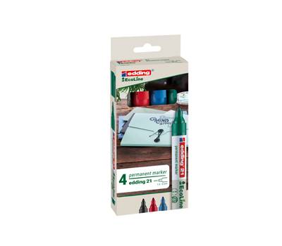 Marcatore permanente 21 Ecoline - punta conica 1,5 - 3 mm - colori assortiti - conf. 4 pezzi - Edding - 4-21-4 - 4004764917907 - DMwebShop