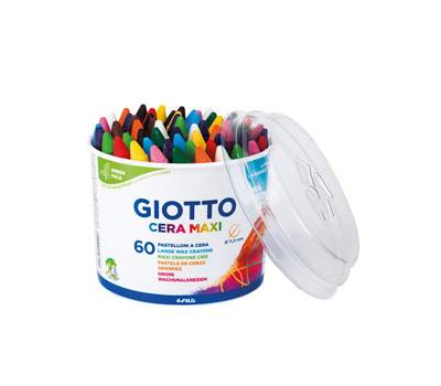 Pastelli cera maxi lunghezza 100 mm diametro 11,5 mm barattolo 60 pastelli Giotto 519200 - 1287