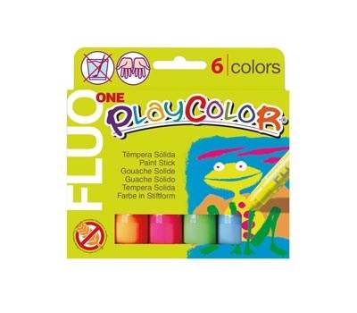 Tempera solida in stick Playcolor 10 gr colori fluo astuccio 6 stick fluo - 18426