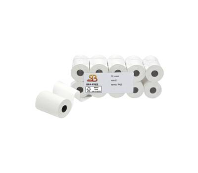 Rotolo per POS e carte di credito 57 mm x 20 mt diametro esterno 40 mm anima 12 mm 55 gr carta termica BPA free blister 10 pezzi - 5433