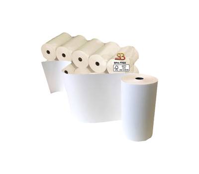Rotolo per calcolatrici e stampanti 80 mm x 80 mt diametro esterno 77 mm anima 12 mm 55 gr carta termica BPA free blister 10 pezzi - 5921