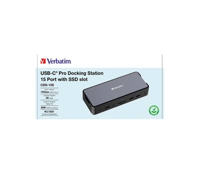 USB-C Pro Docking Station 15 Port with SSD slot CDS-15S - Verbatim - 32173-1 - 23942321736 - DMwebShop