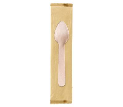 Cucchiaini monouso - imbustati singolarmente - 11 cm - legno - conf. 250 pezzi - Signor Bio - WCS015BIO250B - DMwebShop