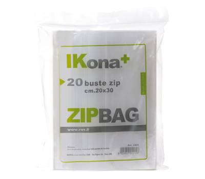 Sacchetti Zip - 10 x 20 cm - PE - trasparente - scatola 20 pezzi - conf. 40 pezzi - Ikona - 1800 - 8004957012149 - DMwebShop
