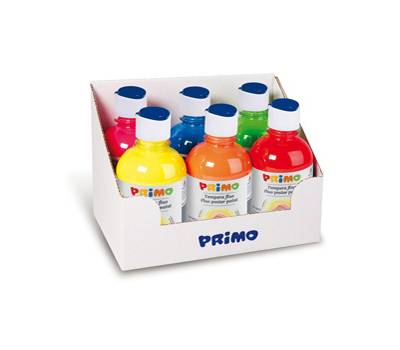 Tempera brillante fluorescente - 300 ml - colori fluo assortiti - box 6 colori - Primo - 255TF6ASS - 8006919315916 - DMwebShop