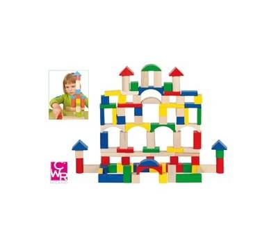 Gioco costruzioni in legno pezzi assortiti - 18831
