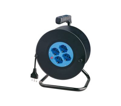 Prolunga con avvolgicavo da 25 mt 4 prese Schuko bipasso MKC - 18987