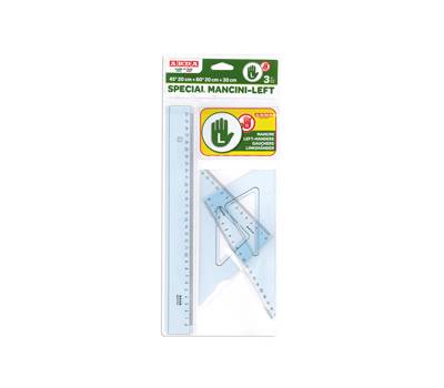 Set disegno per mancini riga 30 cm squadre 45,60 gradi - 18651