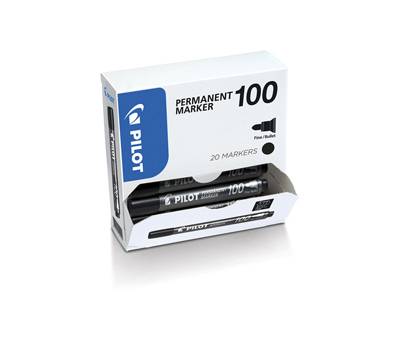 Marcatore Permanente Markers 100 - punta tonda 4,5 mm - nero - scatola 15 + 5 pezzi - Pilot - 002703 - 3131910501268 - DMwebShop
