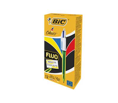 Penna a sfera a scatto multifunzione 4 Colors Fluo punta 1,0-1,6 mm - 19148