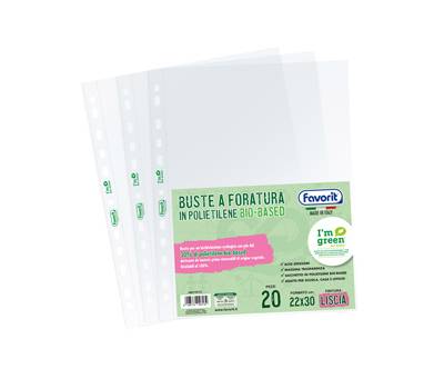 Buste forate - 22 x 30 cm - PE Bio-Based - liscio superior - conf. 20 pezzi - Favorit - 400178113 - 8006779048139 - DMwebShop
