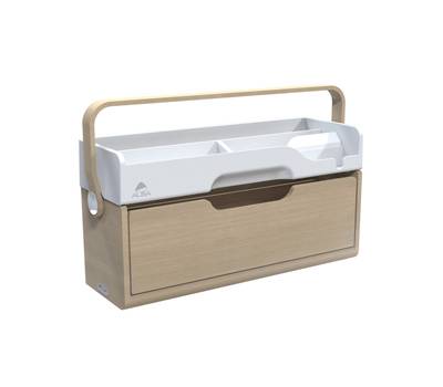 Organizer portatile da scrivania Ergobox S - 42,5 x 23 x 15 cm - legno-PET-ABS - legno-bianco-grigio - Alba - DKBOX - 3129710017713 - DMwebShop