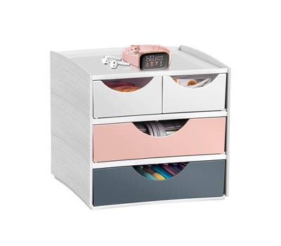 Mini Cassettiera MyCube 3-211 Mineral - 2 cassetti piccoli + 2 grandi - 18,6 x 18,5 x 17,5 cm - multicolore - Cep - 1032111681 - 3462159017860 - DMwebShop