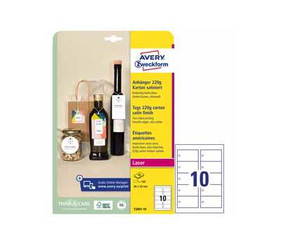 Cartellino stampabile in cartoncino con bordi lisci laser 90 x 50 mm 10 fogli - 11057