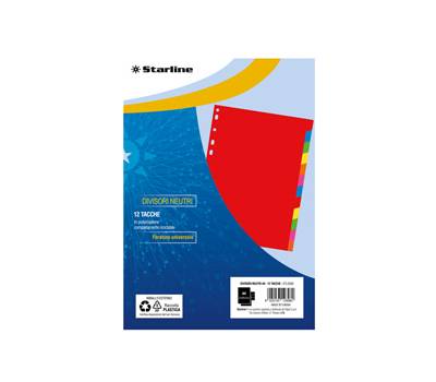 Divisori neutri 12 tacche - A4 - PP - colori assortiti - Starline - 2000003C1-STL - 8025133128980 - DMwebShop Divisori neutri 12 tacche - A4 - PP - colori assortiti - Starline - 2000003C1-STL - 8025133128980 - DMwebShop