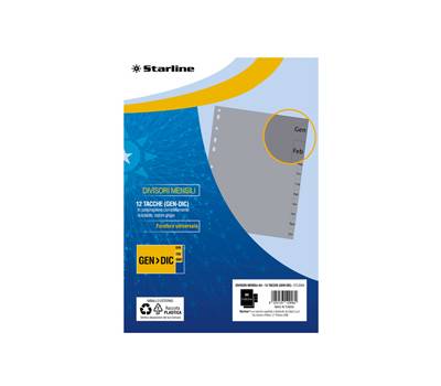 Divisori mensili Gen-Dic 12 tacche - A4 - PP - grigio - Starline - 2000015C5-STL - 8025133129062 - DMwebShop