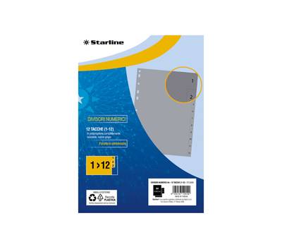 Divisori numerici 12 tacche - A4 - PP - grigio - Starline - 2000013C5-STL - 8025133129109 - DMwebShop