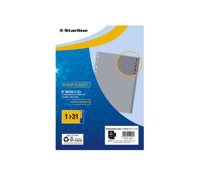 Divisori numerici 31 tacche - A4 Maxi - PP - grigio - Starline - 2000018C5-STL - 8025133129161 - DMwebShop