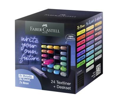 Evidenziatore Textliner 46 - punta a scalpello - tratto 1,0-3,0-5,0 mm - colori assortiti - deskset 24 pezzi - Faber Castell - 254602 - 4005402546022 - DMwebShop