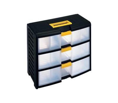 Cassettiera portautensili modulare - 3 cassetti - con maniglia - 39,1 x 19,7 x 33,4 cm - PPL - trasparente-nero - Store-Age - Terry - 1002301 - 8005646023019 - DMwebShop