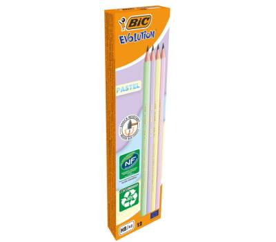 Matita Evolution Pastel - gradazione HB - colori assortiti - conf. 12 pezzi - Bic - 518307 - 3086123744943 - DMwebShop