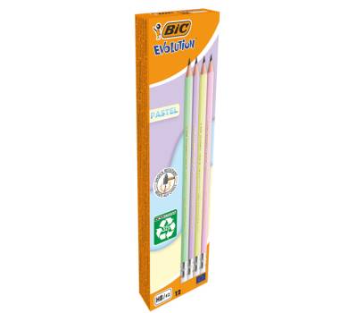 Matita Evolution Pastel - gradazione HB - con gommino - colori assortiti - conf. 12 pezzi - Bic - 518306 - 3086123744936 - DMwebShop