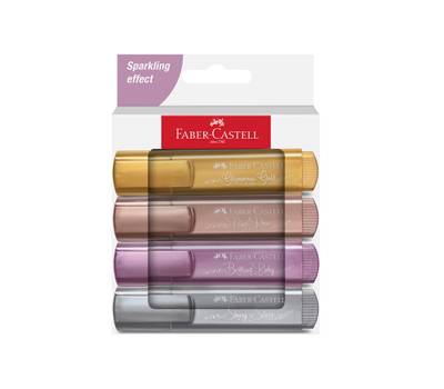 Evidenziatore Textliner 46 - punta a scalpello - tratto 1,0-3,0-5,0 mm - colori assortiti metallic - astuccio 4 colori - Faber Castell - 254674 - 4005402546749 - DMwebShop