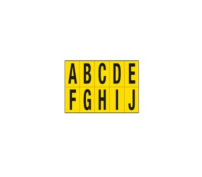 Lettere adesive da A a J - in PVC - 70 x 124 mm - 10 etichette per foglio - 1 foglio - nero-giallo - Cartelli Segnalatori - 906AJ - 8409061101831 - DMwebShop