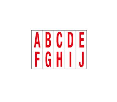 Lettere adesive da A a J - in PVC - 70 x 124 mm - 10 etichette per foglio - 1 foglio - rosso-bianco - Cartelli Segnalatori - 916AJ - 8409161101830 - DMwebShop