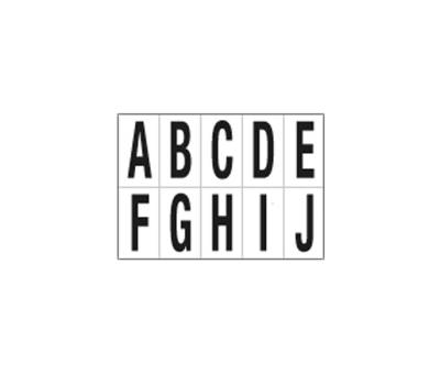 Lettere adesive da A a J - in PVC - 70 x 124 mm - 10 etichette per foglio - 1 foglio - nero-bianco - Cartelli Segnalatori - 936AJ - 8409361101838 - DMwebShop