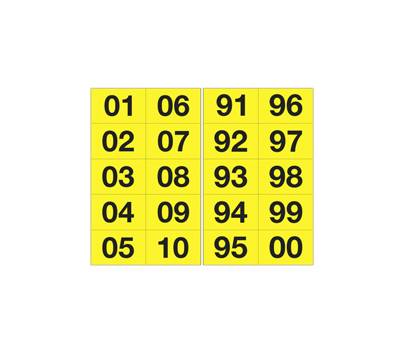 Numero adesivo da 01 a 99 - 44 x 34 mm - 10 etichette per foglio - 10 fogli - nero-giallo - Cartelli Segnalatori - 908.31 - 8409081101842 - DMwebShop
