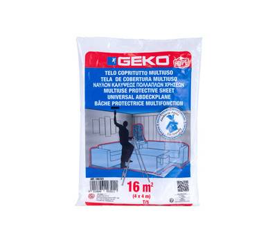 Telo copritutto - 4 x 4 mt - 16 mq - 80-90 gr - HDPE - trasparente - Geko - 100/323 - 8014846003011 - DMwebShop