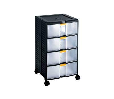 Cassettiera portautensili modulare Store Age 4 cassetti con maniglia e ruote 39,1 x 39 x 62,9 cm PPL trasparente nero 1002296 - 12773