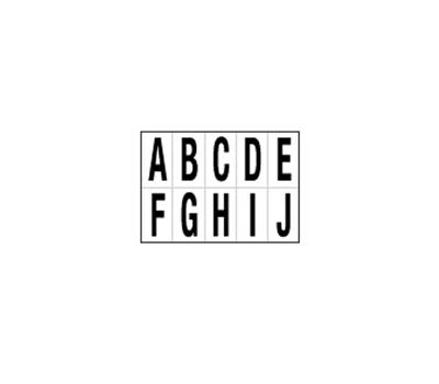 Lettere adesive da A a J in PVC 56 x 99 mm 10 etichette per foglio 1 foglio nero bianco - 12231
