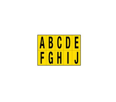 Lettere adesive da A a J in PVC 56 x 99 mm 10 etichette per foglio 1 foglio nero giallo - 12547