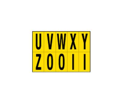 Lettere adesive da U a Z in PVC 56 x 99 mm 10 etichette per foglio 1 foglio nero giallo Cartelli Segnalatori 905UZ - 12537