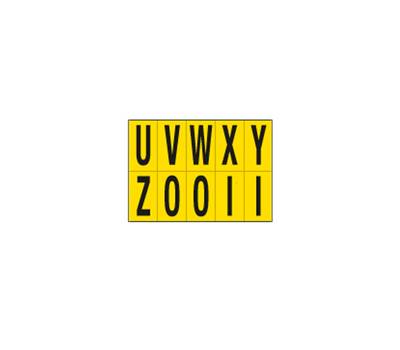 Lettere adesive da U a Z in PVC 70 x 124 mm 10 etichette per foglio 1 foglio nero giallo - 12481