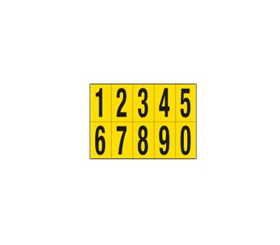Numeri adesivi da 0 a 9 in PVC 70 x 124 mm 10 etichette per foglio 1 foglio nero giallo - 12594