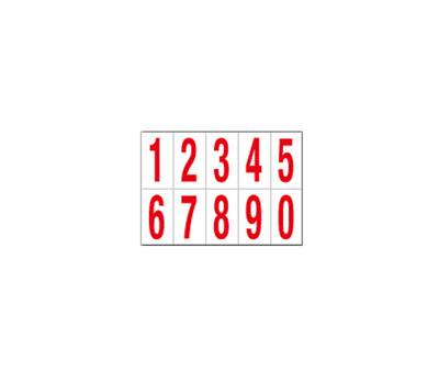 Numeri adesivi da 0 a 9 in PVC 70 x 124 mm 10 etichette per foglio 1 foglio rosso bianco - 12396