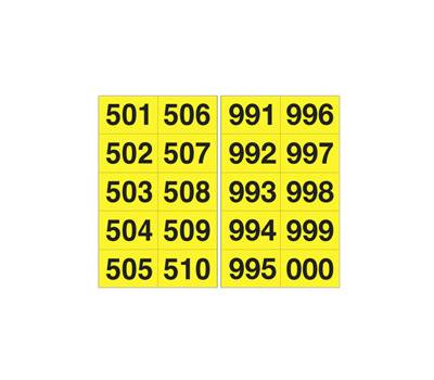Numero adesivo da 501 a 999,45 x 24 mm 10 etichette per foglio 50 fogli nero giallo - 12371