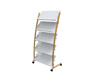 Portariviste da terra 5 tasche 36 x 86 x 165 cm legno ABS bianco - 12017